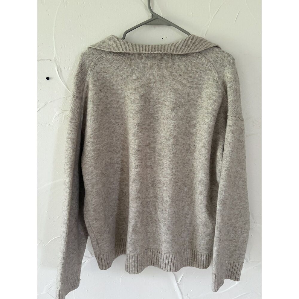 H&M Women's Beige Fine-Knit Collared Oversized Sweater Work Casual - Picture 6 of 6
